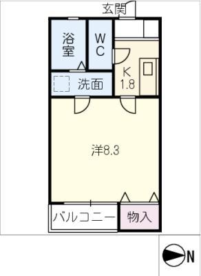 リブレア三番町(1K/1階)の間取り写真