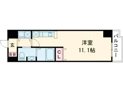 カスタリア三宮(1K/12階)の間取り写真