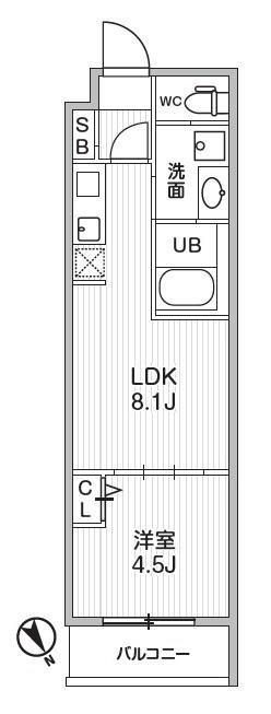 ALIVIS本八幡(1LDK/1階)の間取り写真