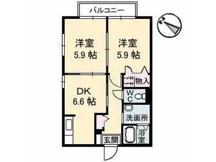 アヴァンシアFB棟(2DK/2階)の間取り写真