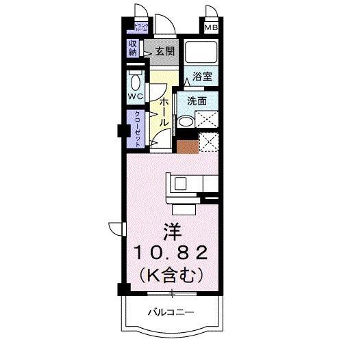 ヴェルグ広貴(ワンルーム/1階)の間取り写真