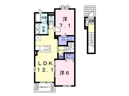 キャトル セゾン(2LDK/2階)の間取り写真