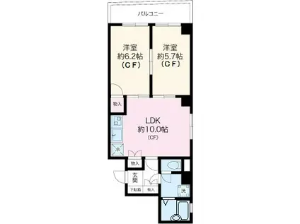 メゾンドビィフォーレ(2LDK/5階)の間取り写真