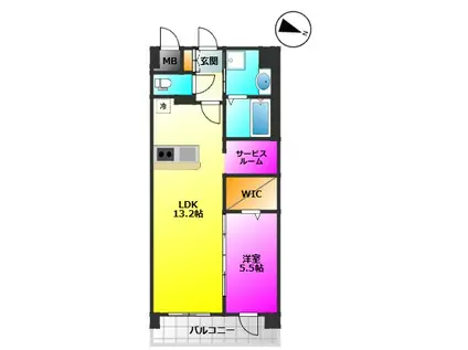リヴェルナ平尾(1SLDK/2階)の間取り写真
