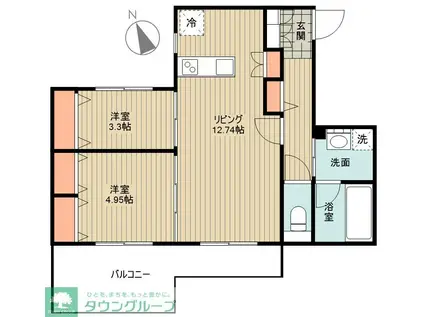 オータムコート(2LDK/3階)の間取り写真