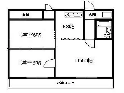 エーコー2条ビル(2LDK/2階)の間取り写真