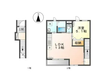 ヴァンヴェールII(1LDK/2階)の間取り写真