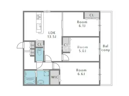 クラシスト東中本(3LDK/2階)の間取り写真