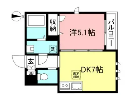 グランパルム明大前(1DK/1階)の間取り写真