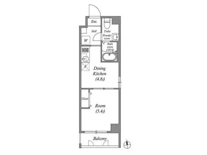アーバハイツ六町環七北通(1DK/2階)の間取り写真