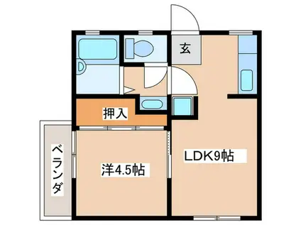 ヒルサイド277(1LDK/1階)の間取り写真