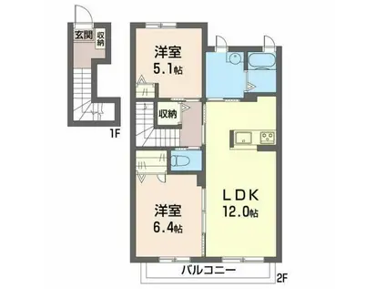 グランモンテ II(2LDK/2階)の間取り写真