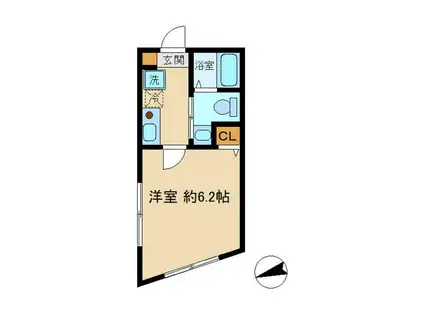 フローレンス若林(1K/2階)の間取り写真