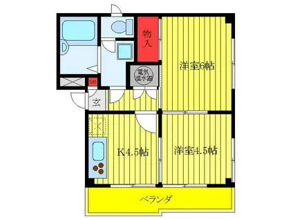 第2安藤ハイツ(2K/4階)の間取り写真