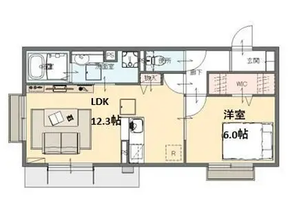 エスポワールタカムラII(1LDK/3階)の間取り写真