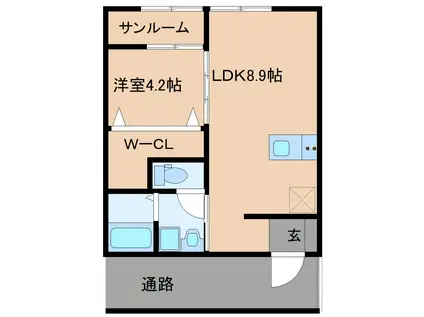 フォセット(1LDK/2階)の間取り写真