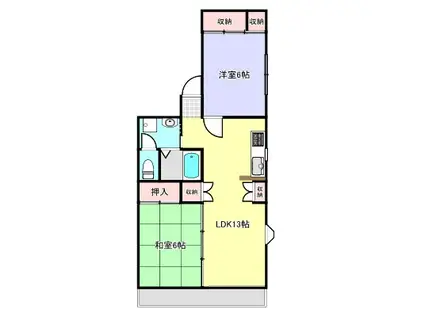 ハピネス三友A(2LDK/2階)の間取り写真