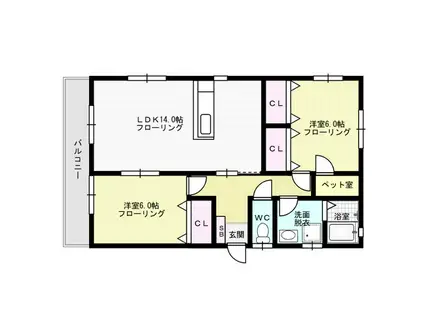 PET-COM南福岡(2LDK/1階)の間取り写真