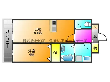 サニーヒル旗崎(1LDK/3階)の間取り写真