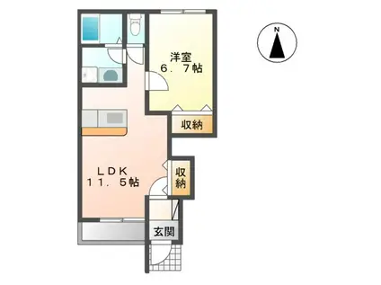 ディアグラーノ シュシュ(1LDK/1階)の間取り写真