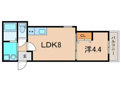 TREETO(1LDK/1階)の間取り写真