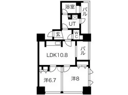 アルグラッドザ・タワー心斎橋(2LDK/24階)の間取り写真