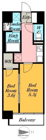 S-RESIDENCE烏森AUREATE(2K/11階)の間取り写真