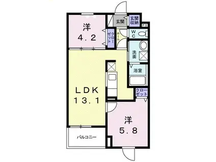 フレンドシップいこのべII(2LDK/4階)の間取り写真