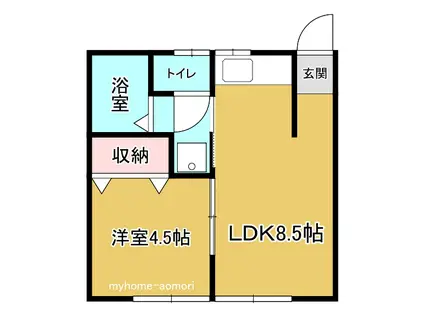 ラ・ポール八甲M C棟(1LDK/1階)の間取り写真