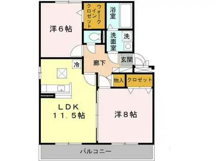クレール萱振C(2LDK/2階)の間取り写真