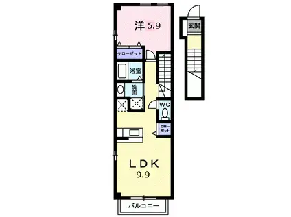 フルールM2(1LDK/2階)の間取り写真