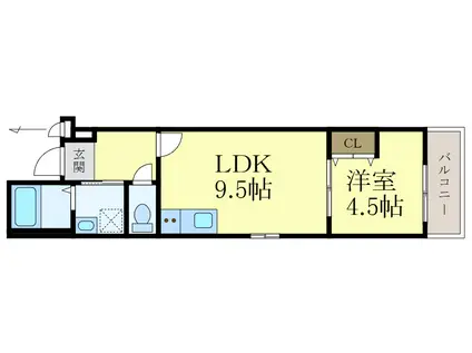 フジパレス中之島イースト(1LDK/1階)の間取り写真