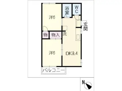 フォーブル別名(2LDK/2階)の間取り写真