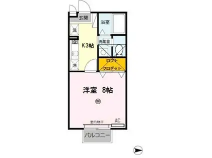 ソレイユ・オーミ(1K/2階)の間取り写真