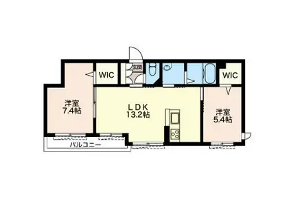 パークストリート(2LDK/1階)の間取り写真