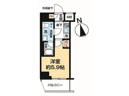 ヴァローレ松戸フィーロ(1K/10階)の間取り写真