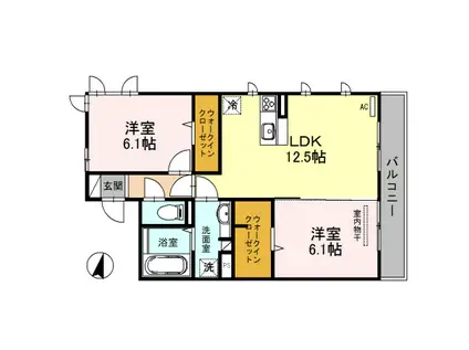 ドエルエミネンス輝(2LDK/2階)の間取り写真