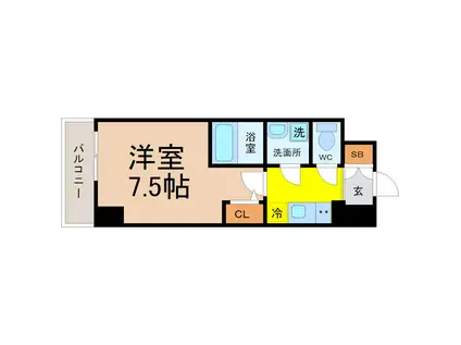 エスリード今池アヴェール(1K/6階)の間取り写真