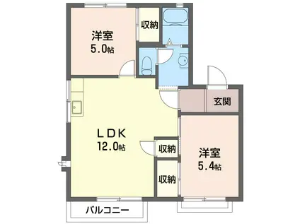 サンモールD(2LDK/2階)の間取り写真