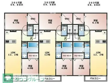 タウンヒル(2LDK/2階)の間取り写真