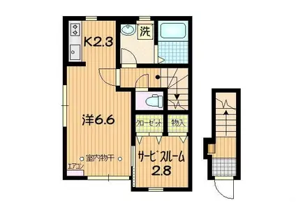 KOSMOSIII(1SK/2階)の間取り写真