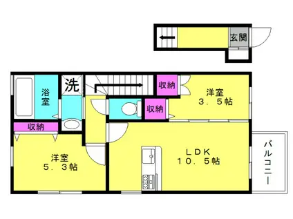 古田ハイツ(1LDK/1階)の間取り写真