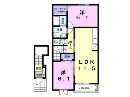 グランデカメリア山の手IX(2LDK/2階)の間取り写真