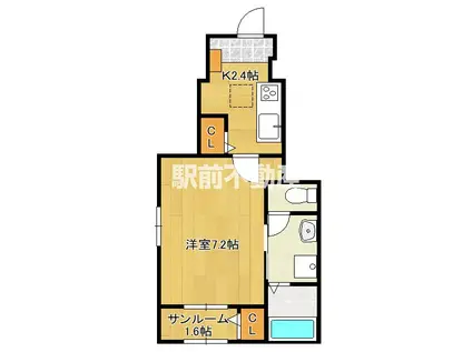 ソレイユ(1K/1階)の間取り写真