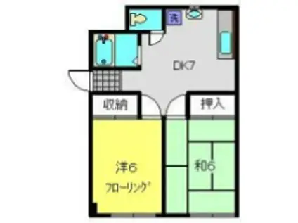 武相台ビル(2DK/1階)の間取り写真