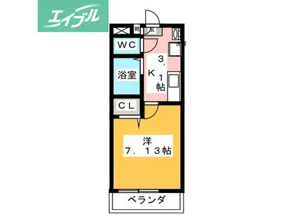 ウェーブレジデンス北長瀬(1K/3階)の間取り写真