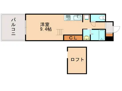 RISO CORE(1K/3階)の間取り写真