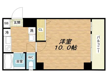 舟橋青山ビル(1K/9階)の間取り写真