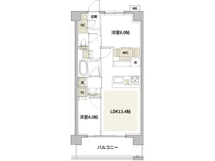 プライム東神奈川(2LDK/3階)の間取り写真