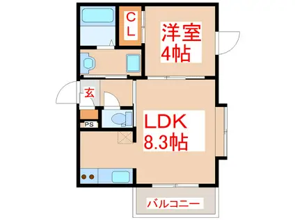 LE VOLANT(1LDK/4階)の間取り写真